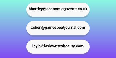 Three email addresses of fictional journalists to show that emails are available
